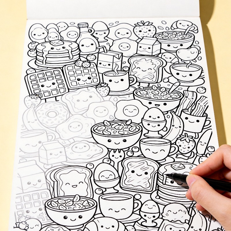 Een handgetekend kleurboek voo - Food Snacks Coloring Book recensie en prijs