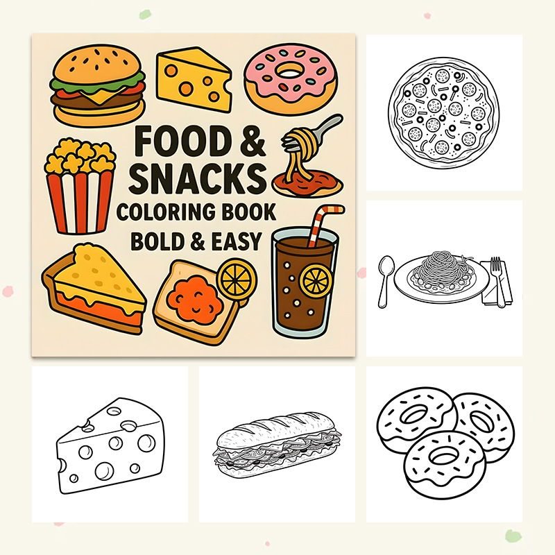 Dikke kleurboek met voedsel- e - Food Snacks Coloring Book recensie en prijs