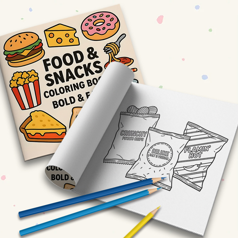 Dikke kleurboek met voedsel- e - Food Snacks Coloring Book recensie en prijs