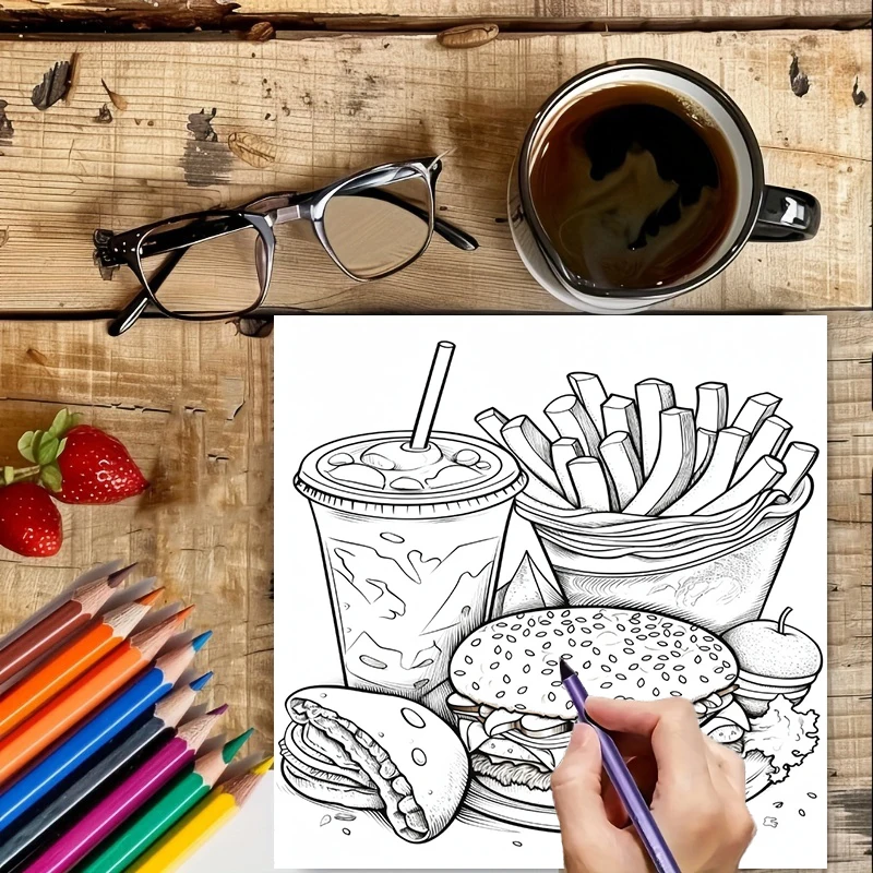 Fastfood-kleurboek voor volwas - Food Snacks Coloring Book recensie en prijs