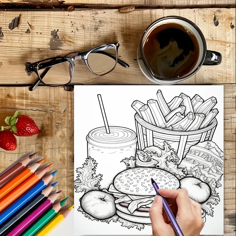 Fastfood-kleurboek voor volwas - Food Snacks Coloring Book recensie en prijs